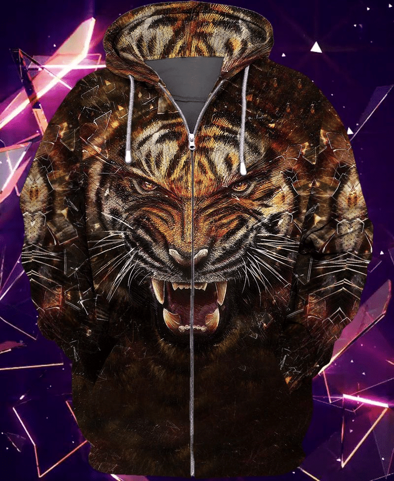 BOOM TIGER 3D FULL PRINT ZIP HOODIE