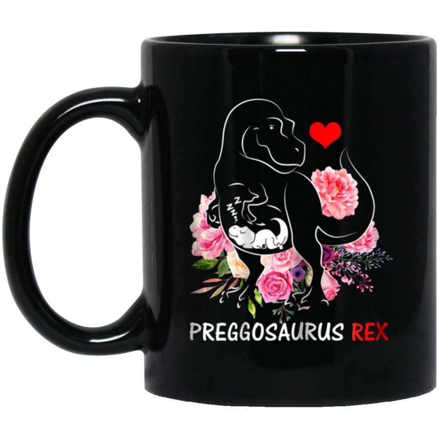 W W Preggosaurus Rex Pregnancy Mom Dinosaur Gift 11oz 15oz Black Mug Happy Easter Day Funny Colors Eggs Bunny Ears Peeps Cute