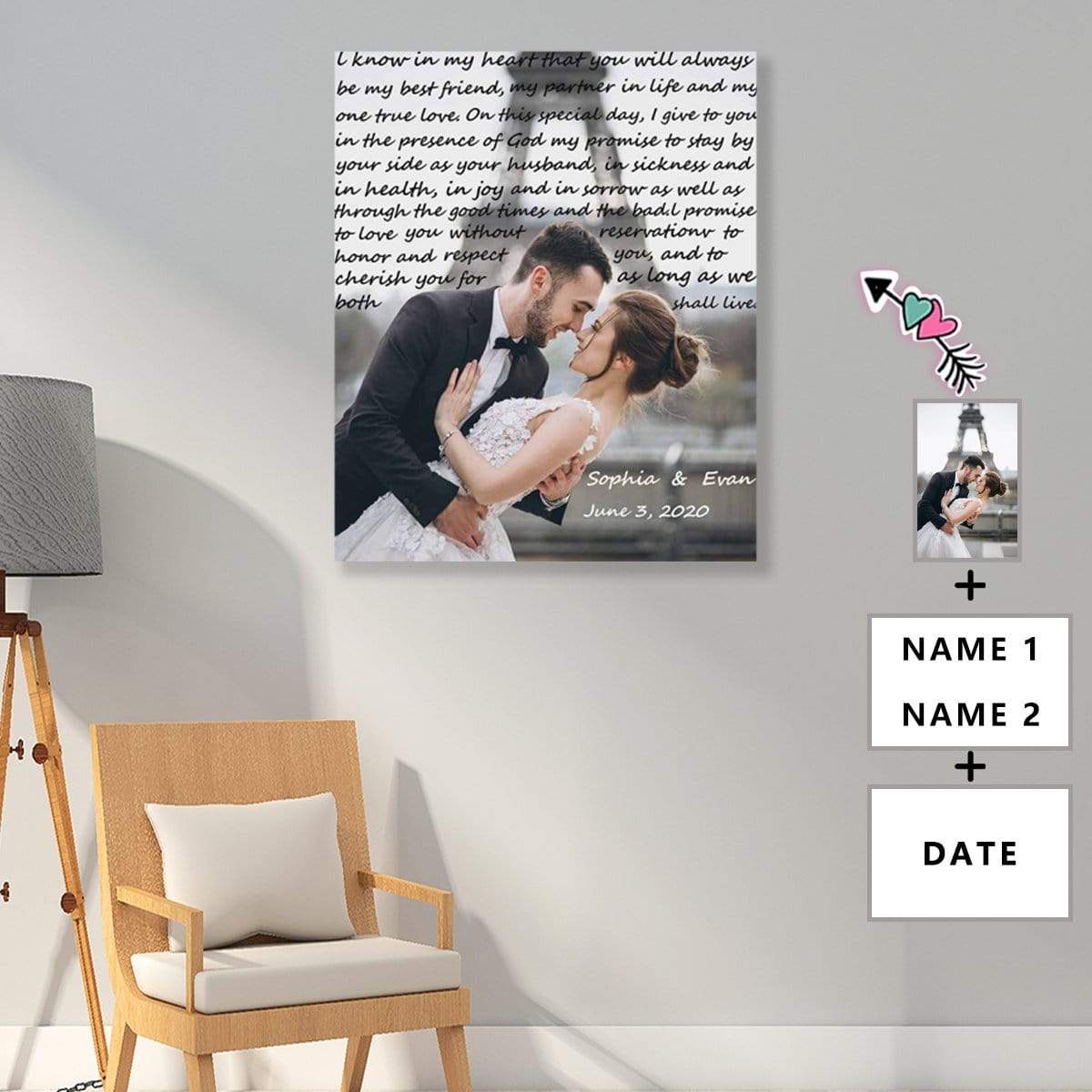 Custom Photo&Date&Name Tower Couple Poster