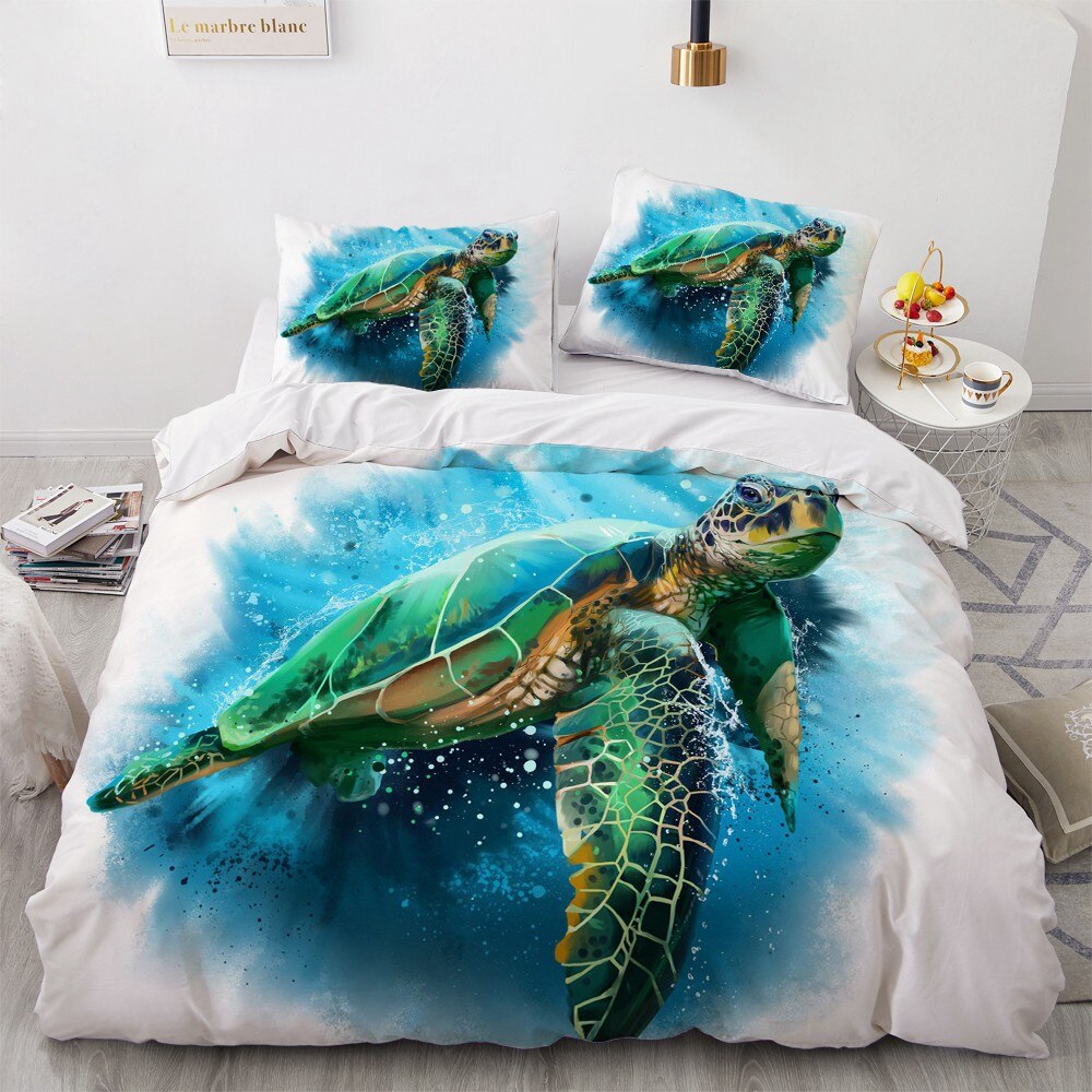 3D Bedding Sets Sea Cute Comforter Bed Pillowcase Bed Set Queen Size Home Texitle Drop Ship Dolphin Blue Duvet Cover Set