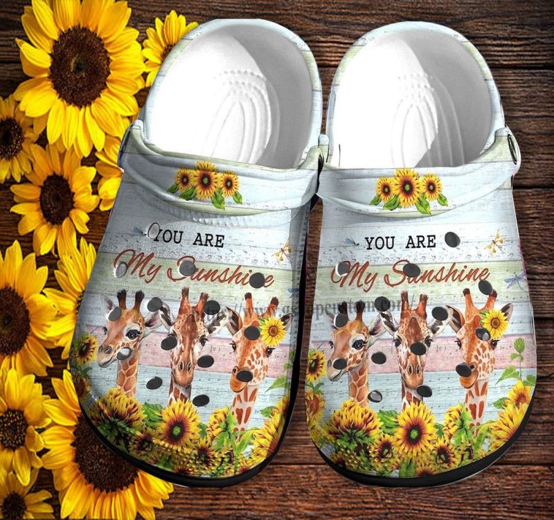 Giraffe Sunflower Sunshine Croc Shoes For Birthday Girl – Giraffe Sunflower Shoes Croc Clogs Mother Day Gift