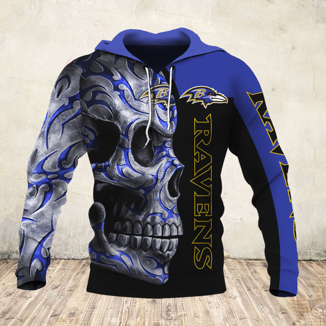 Baltimore Football Hoodie, Baltimore Football Skull Tattoo Hoodie, American Football Hoodie, Unisex, Hoodie, Zip Hoodie Shirtstore24H