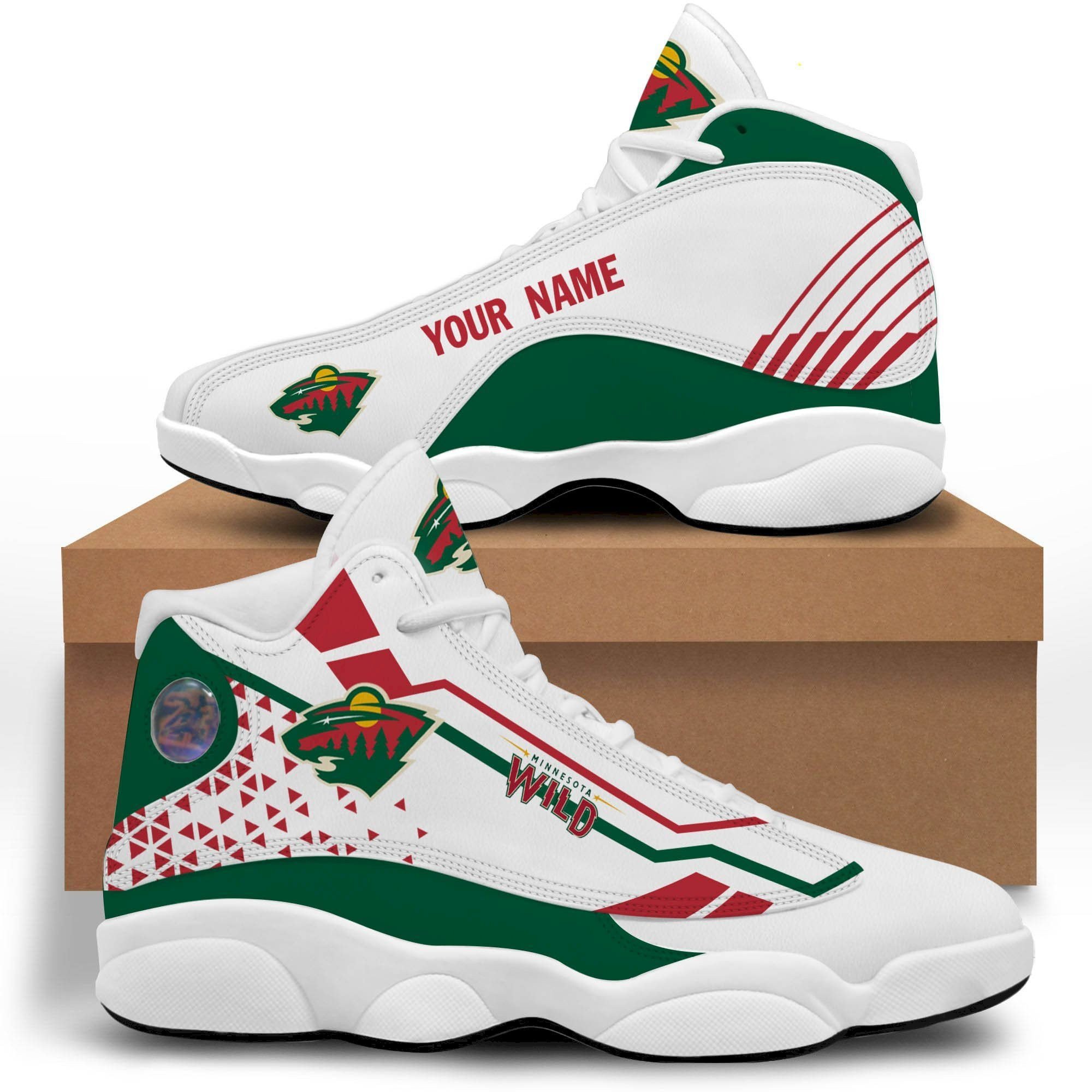 Minnesota Wild Personalized Air Jordan 13 Sneakers Sport Shoes For Fans