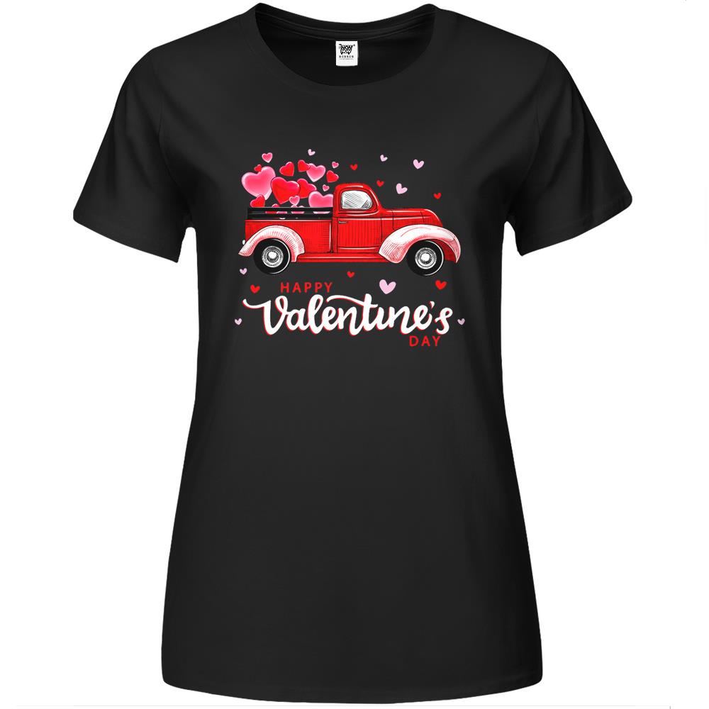 Red Truck With Hearts Happy Valentine’S Day Gifts For Women Premium Womens T Shirts