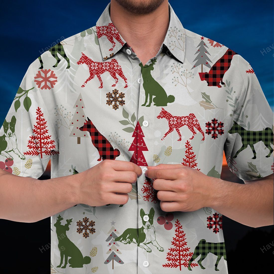 Basenji Hawaiian Shirt Christmas Flannel V2