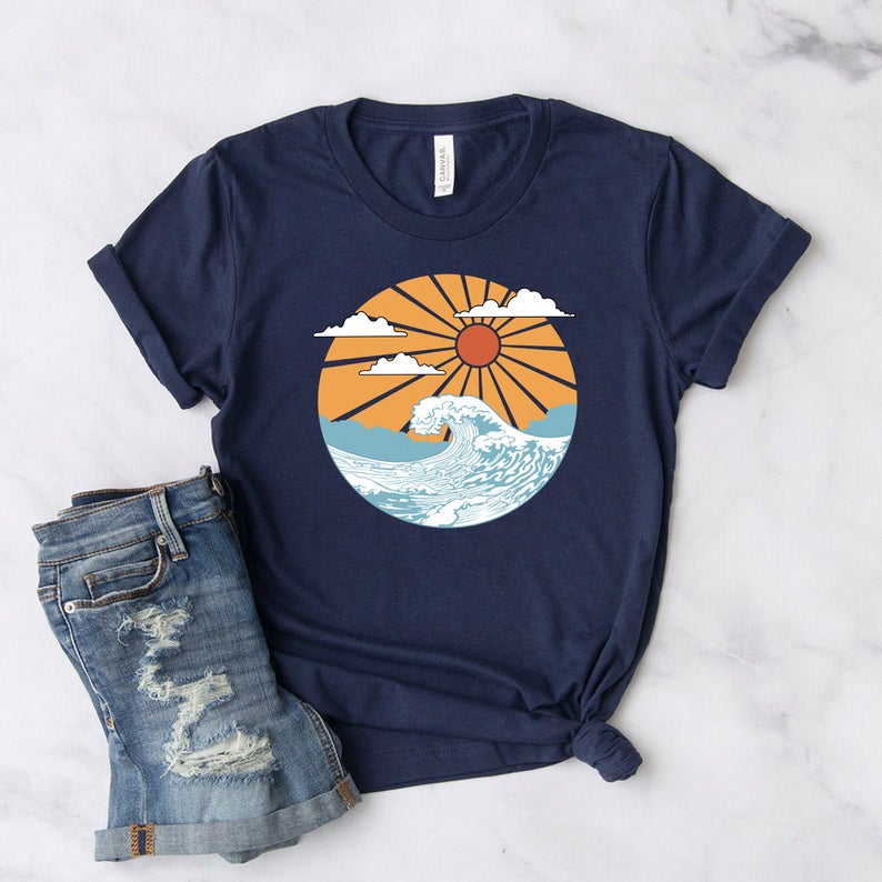 70s Clothing , Retro Shirt , Retro Graphic Tees , 70s Graphic Tee , Vintage Hippie Shirt , Ocean Shirt,