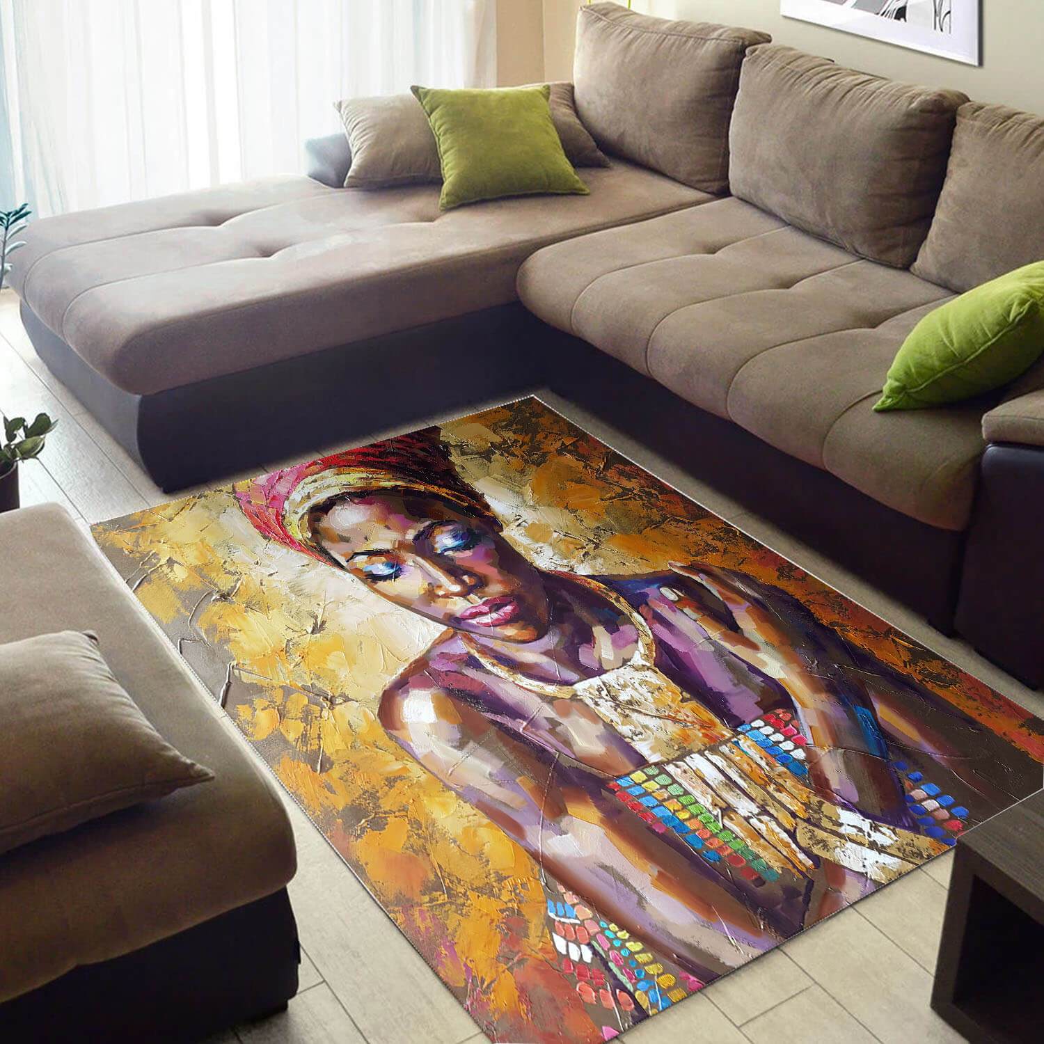 Inspired African Area Rug Beautiful Afrocentric Afro Lady African Large Rug African Room Decor WBG3767