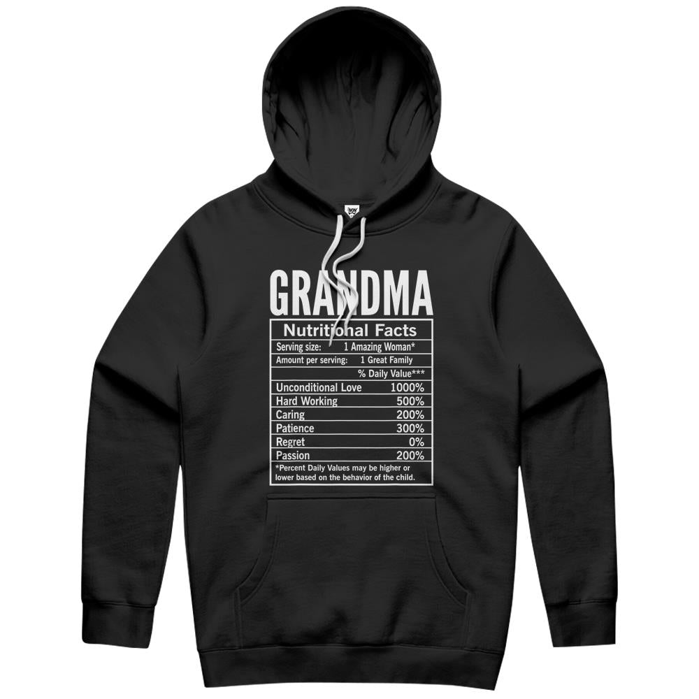 Nutritional Facts Shirt, Nutrition Facts Hoodie, Grandma Nutritional Facts Funny Grandmother Hoodie