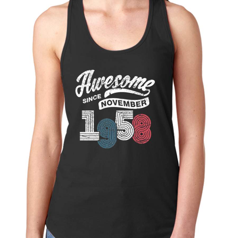 Awesome Since November 1958 Shirt Vintage 60th Birthday Women Tank Top