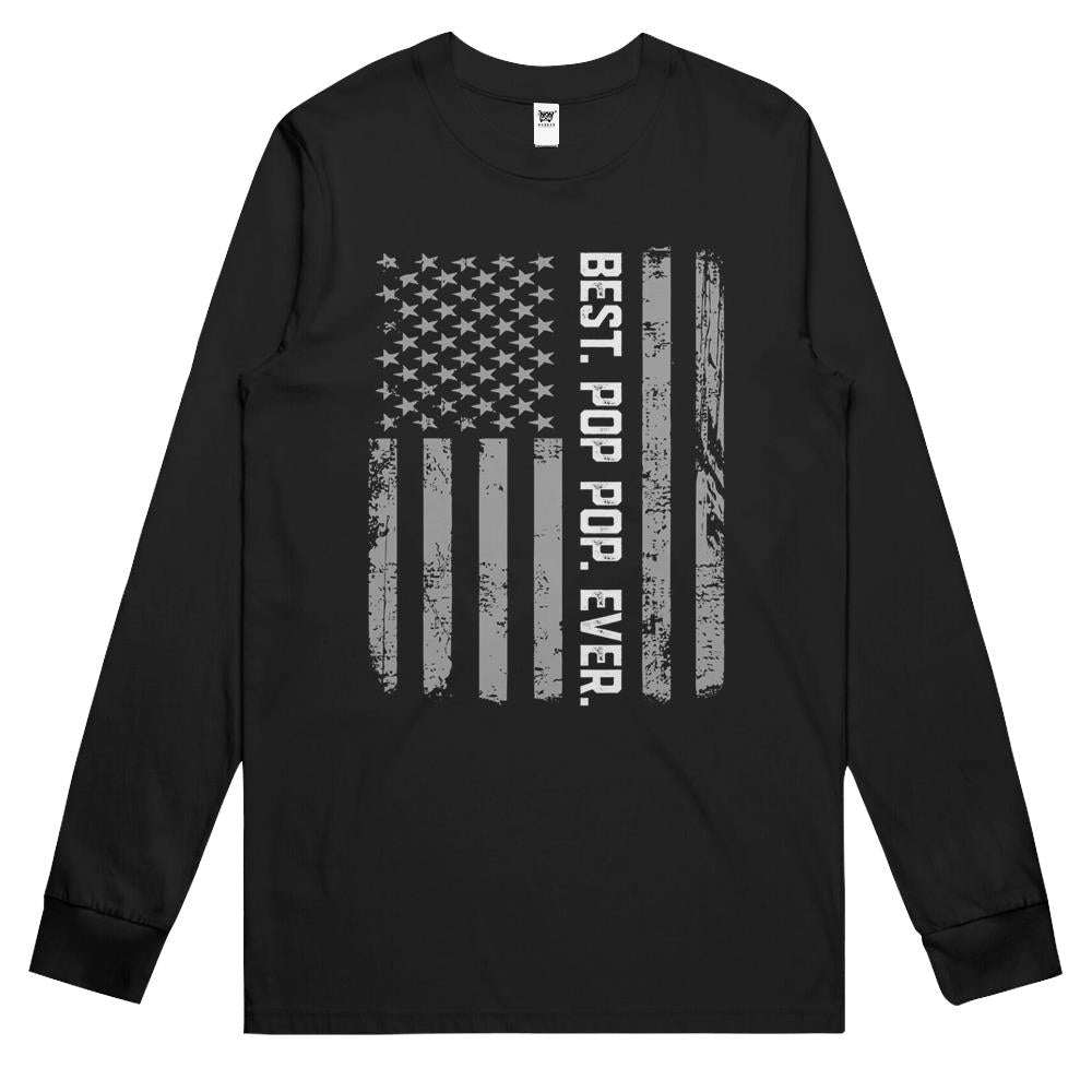 Best Pop Pop Ever Vintage American Flag For Dad Papa Long Sleeve T Shirts