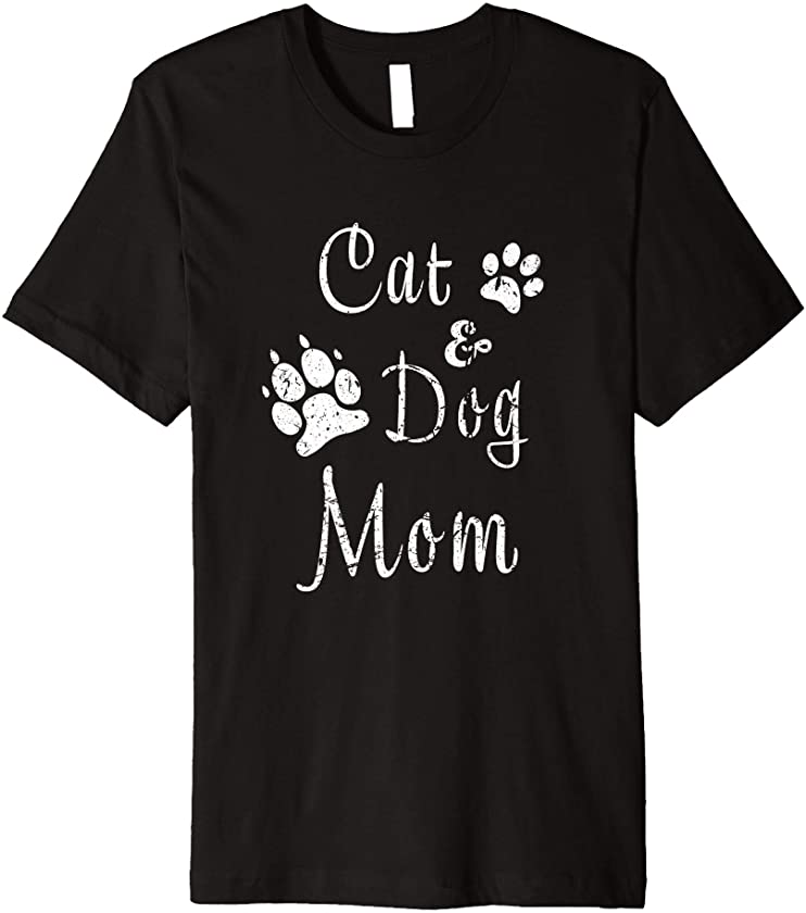 Cat and Dog Mom Kitten Puppy Mama Distressed Vintage Design Premium T-Shirt