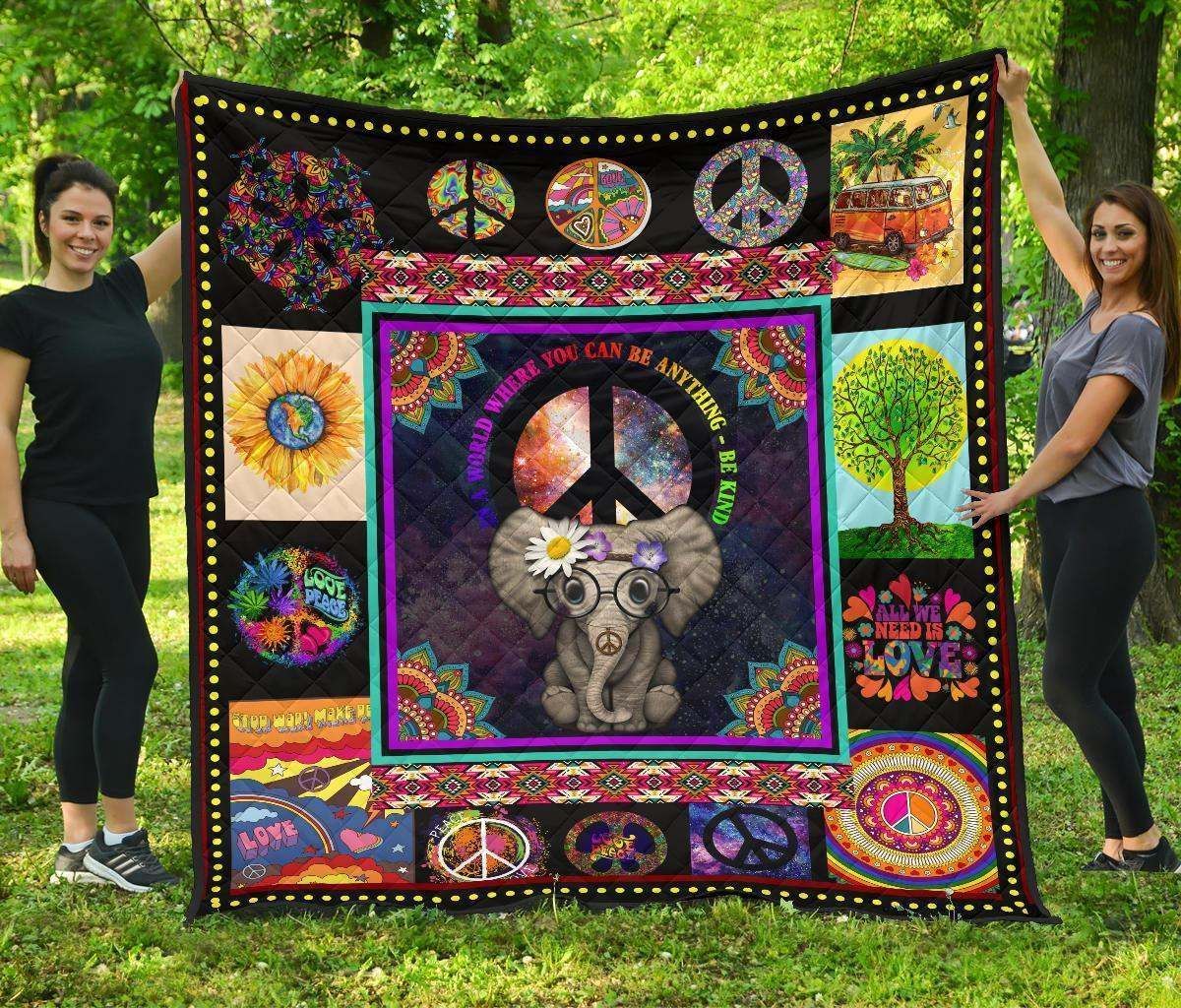 Hippie Elephant Cla31101002Q Quilt Blanket