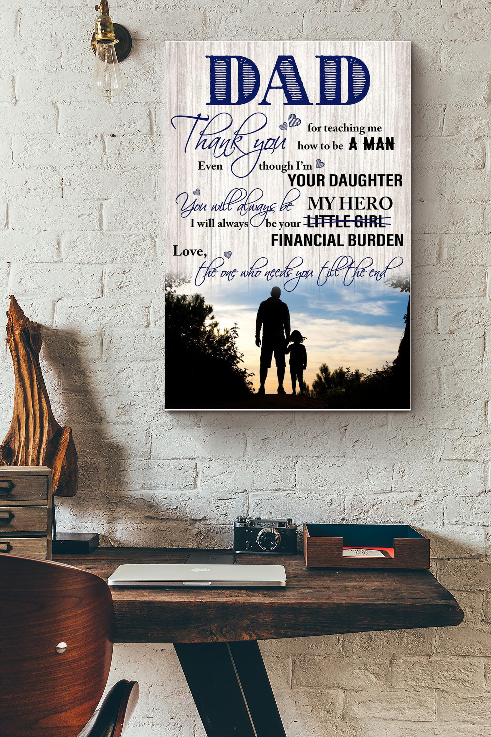 Thank You Dad Poster – Fatherhood Wall Art – Gift For Father Dad Daddy Papa Father Day Dad Birthday Home Decor Livingroom Decor (Unframed) Poster