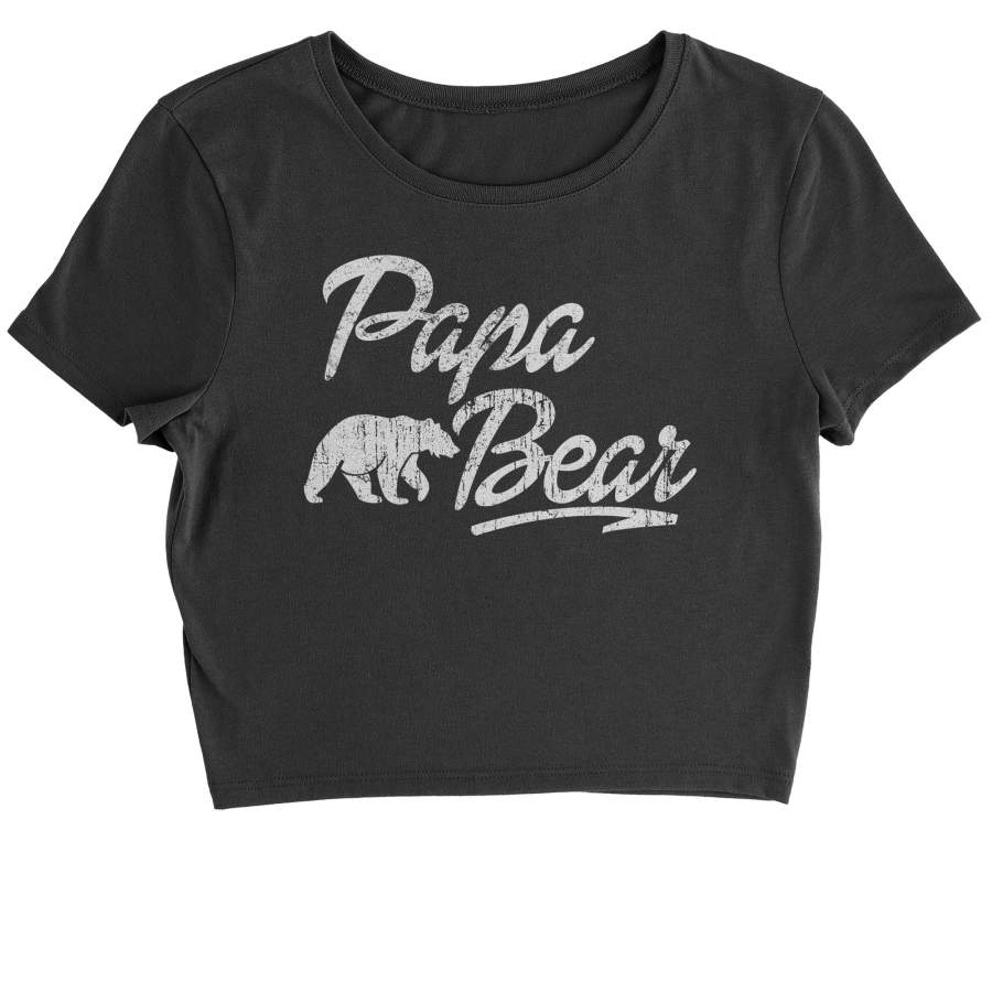 Papa Bear Vintage Distressed Cropped T-Shirt