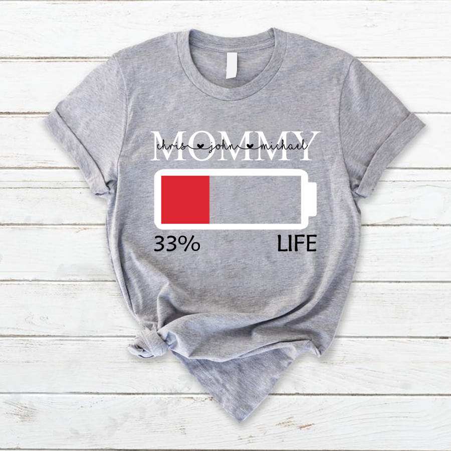 Personalized Battery Power Mom Life, Custom Mom Life Shirt