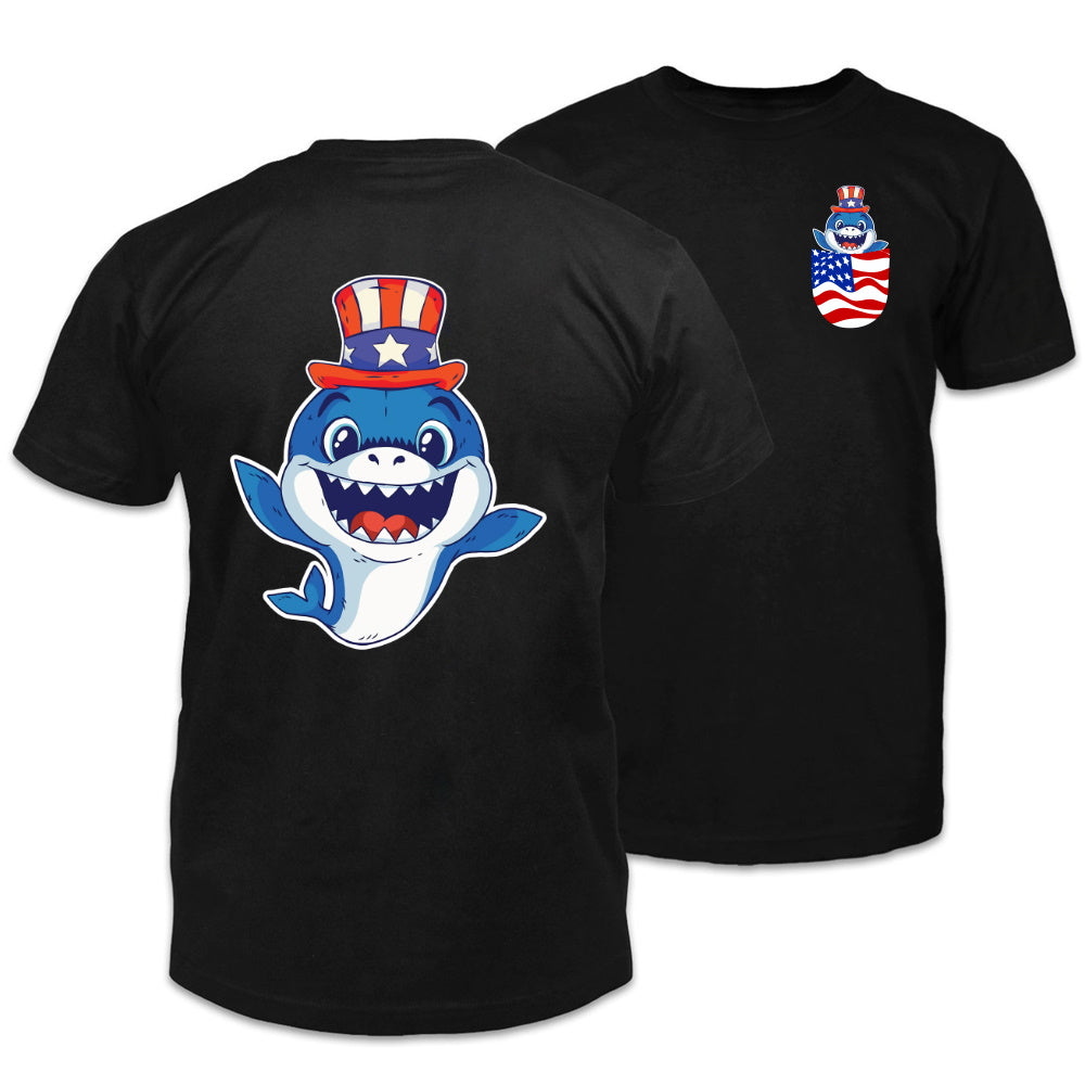 4Th Of July Shirt, Funny Fourth Of July Shirts, Baby Shark America Hat Double Side Printed T-Shirt