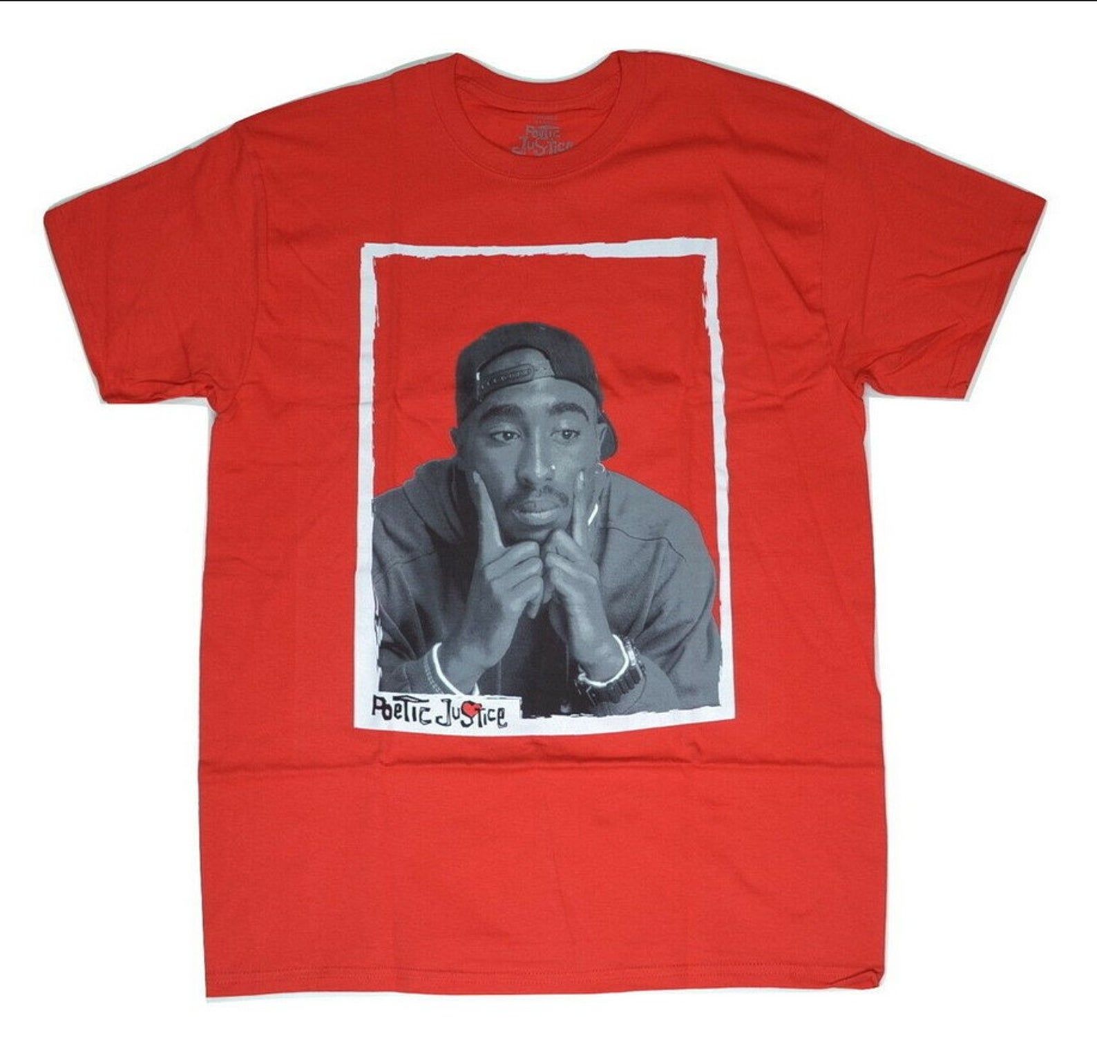 Tupac 2pac Shakur Poetic Justice All Alone T-shirt Red Rap Nwt