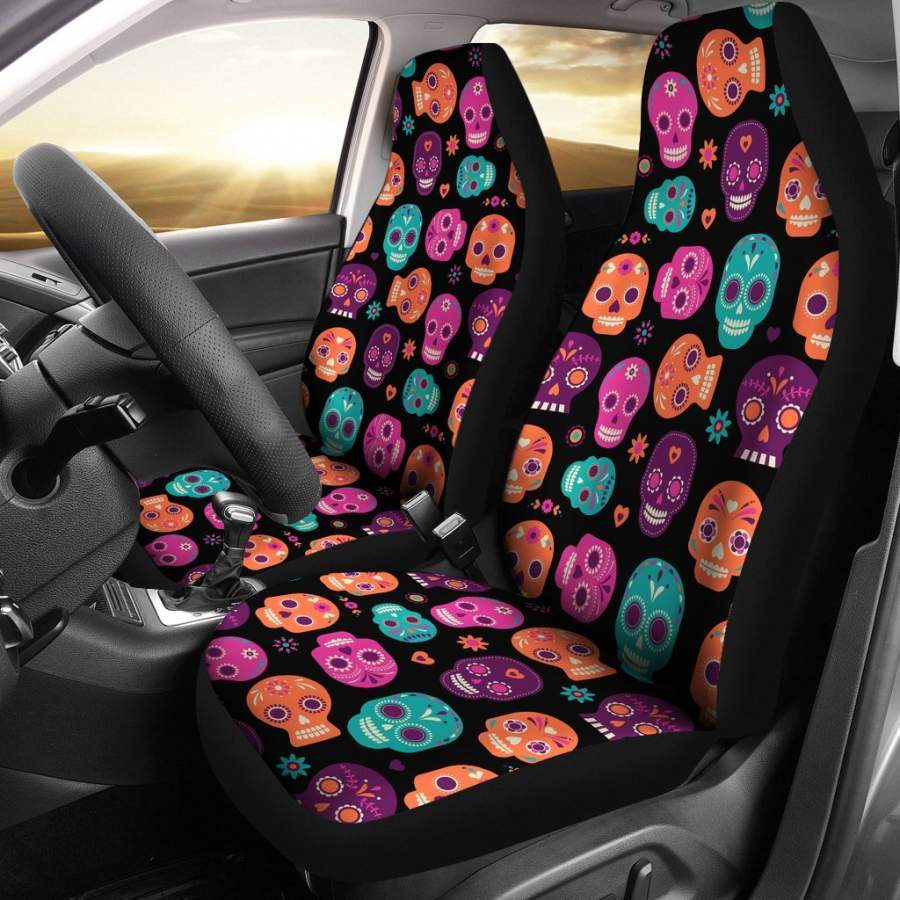 Colorful Cute Skull Car Seat Covers - TattoosCafe