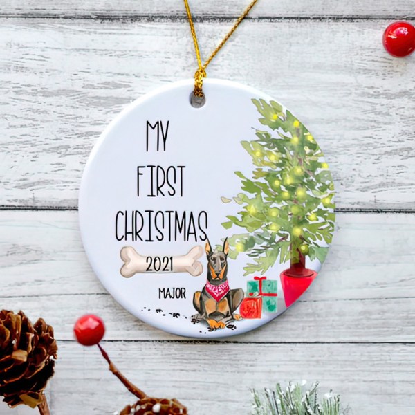 Personalized Doberman Puppy’S First Christmas Ornament, Doberman Ornament