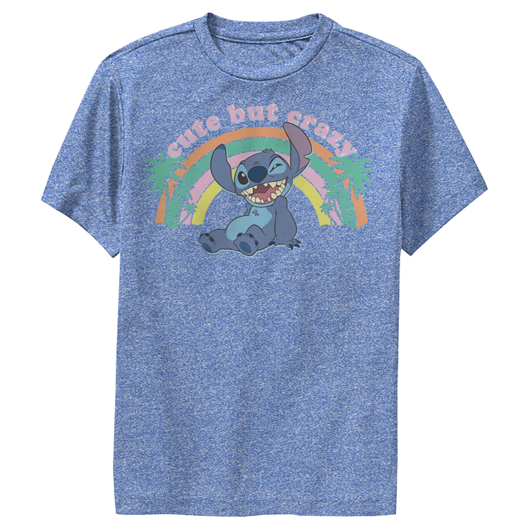 Boy’S Lilo & Stitch Rainbow Cute But Crazy Palm Tree Performance Tee