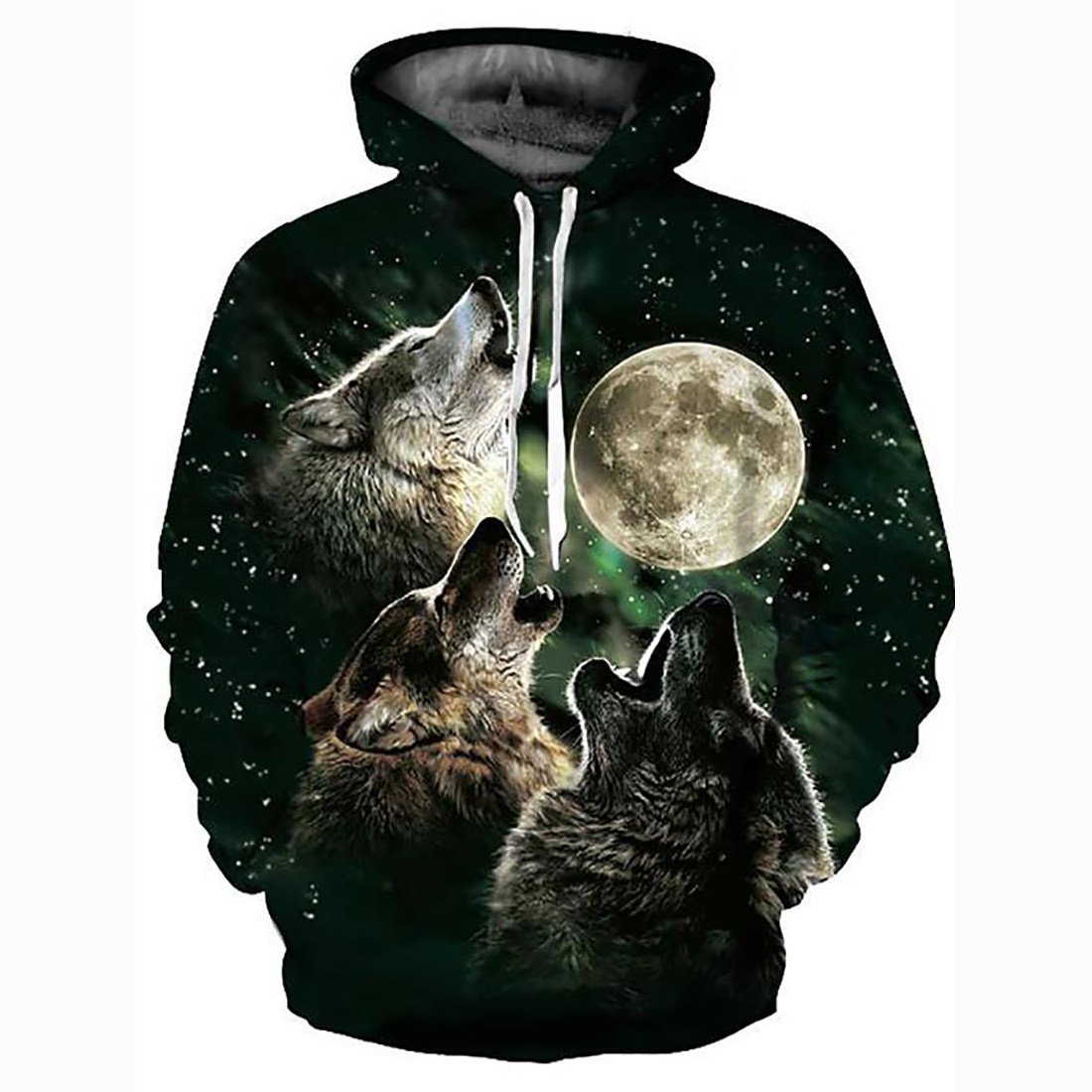 3D Printed Wolf Cartoon Hoodie – Hooded Basic Exaggerated Pullover