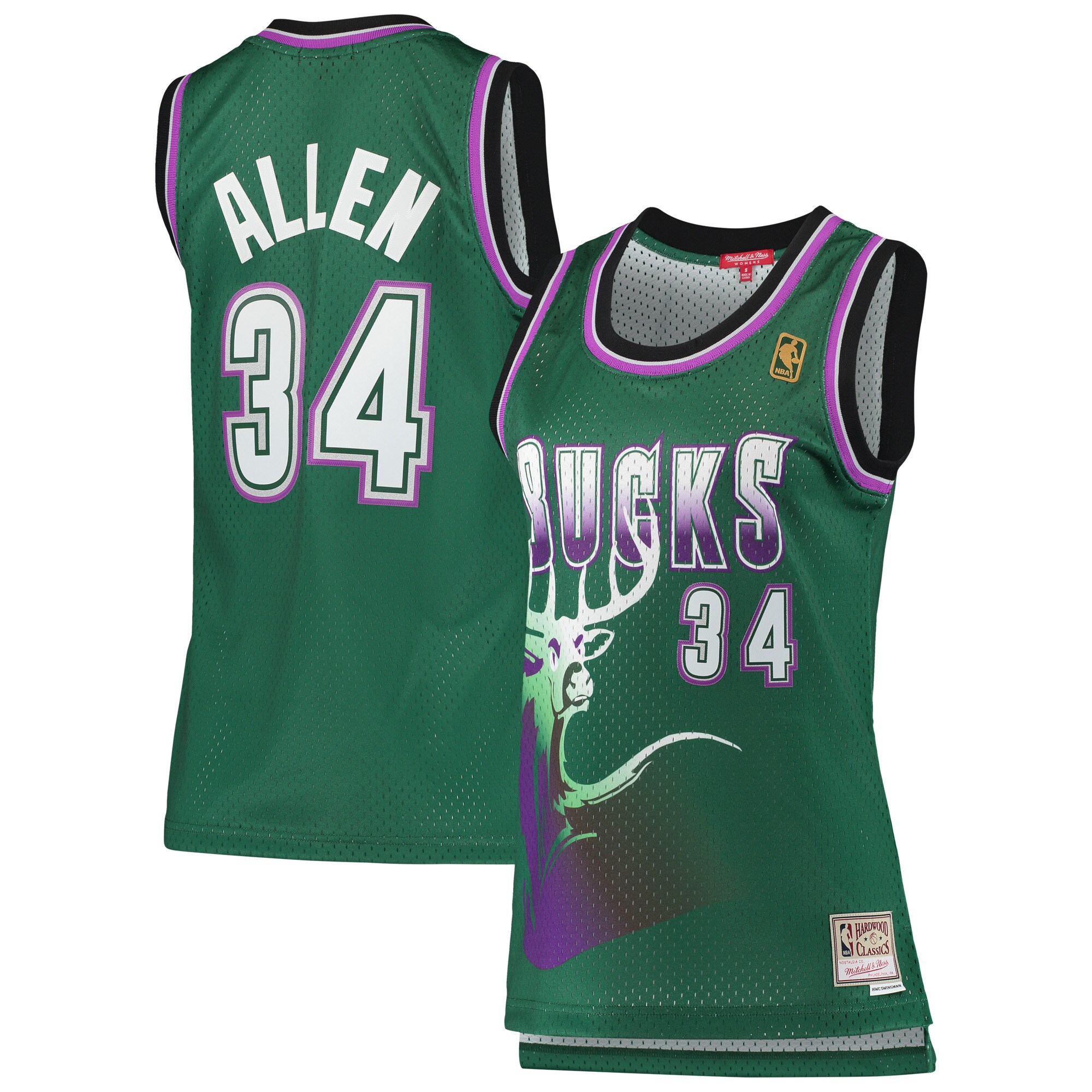 Ray Allen Milwaukee Bucks Mitchell & Ness Women's 1996-97 Hardwood Classics Swingman Jersey – Green