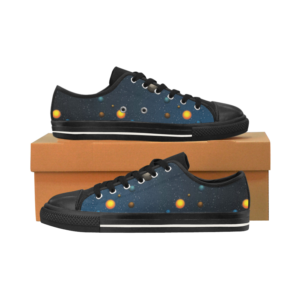 Planet Pattern Black Men’s Classic Canvas Shoes/Large Size