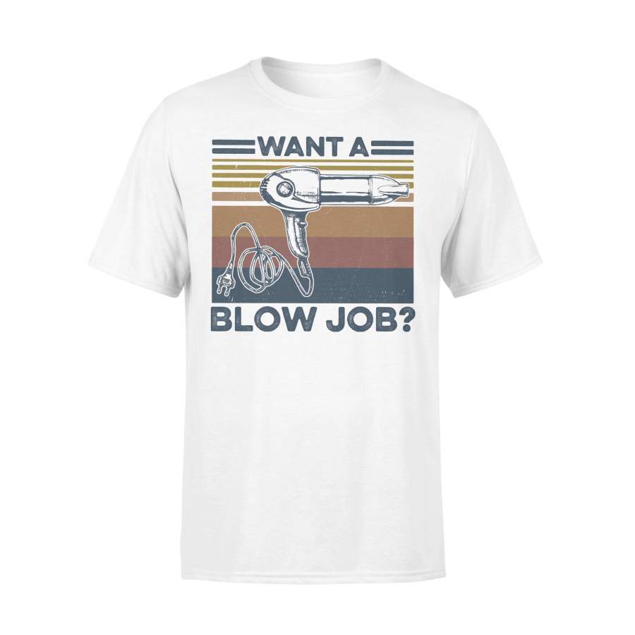 Hairdryer Want A Blow Job Vintage Retro T-shirt