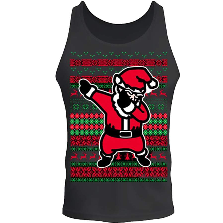 Christmas Dabb Tee Dabbing Santa Ugly Christmas Unisex S -2XL Black Tank Top