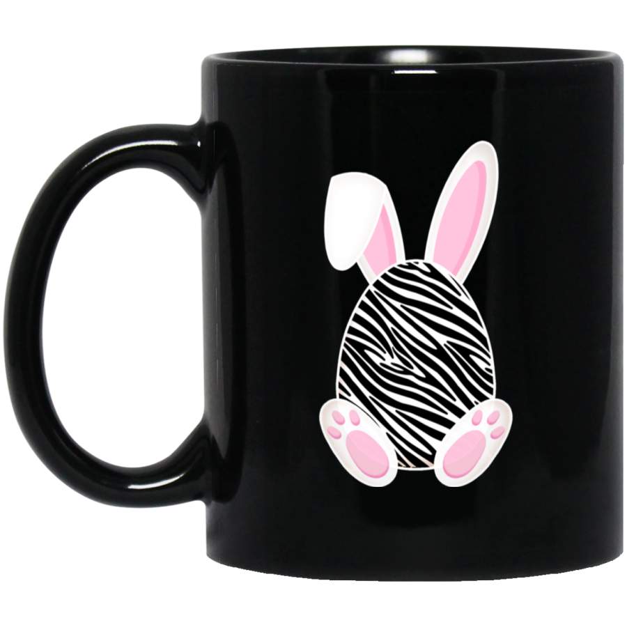 Bunny Easter egg Zebra print gift Rabbit Ear Easter Day 11oz 15oz Black Mug Happy Easter Day Funny Colors Eggs Bunny Ears Peeps Cute