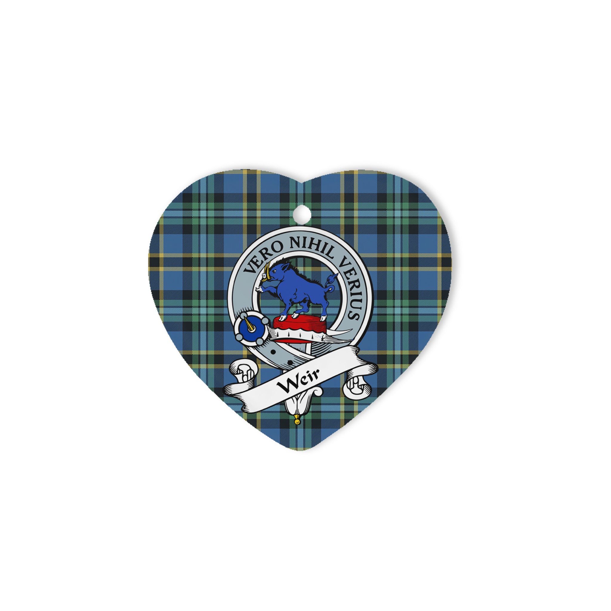 Weir Scottish Clan Badge Plaid Ornament Gift. Christmas Tree Ornament Weir Clan Tartan Ornament Great Christmas Ornaments Gift Heart Ornament