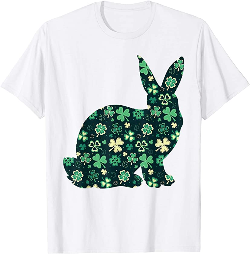 Womens Easter Bunny with Shamrock Pattern Mom Patricks Day T-Shirt