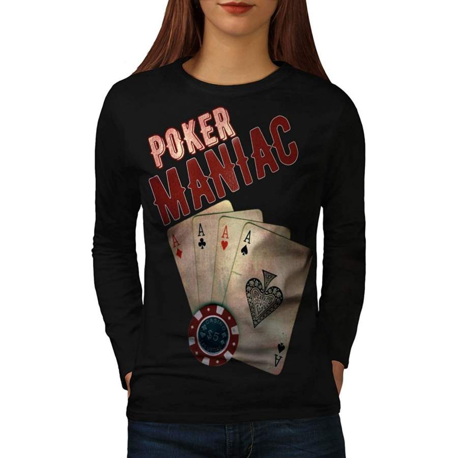 Poker Game Maniac Las Vegas Women Black Long Sleeve T-Shirt