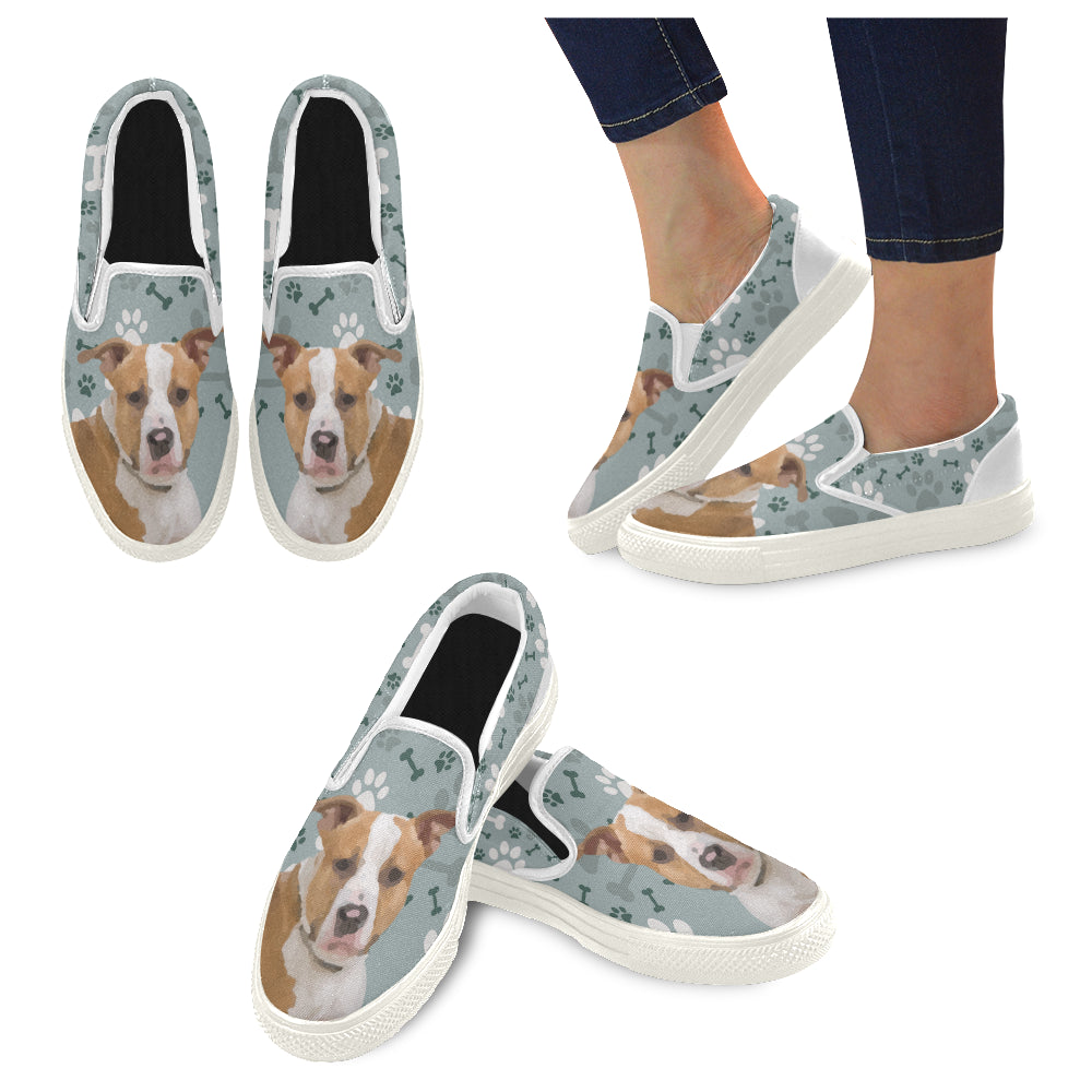 American Staffordshire Terrier White Women’s Slip-on Canvas Shoes