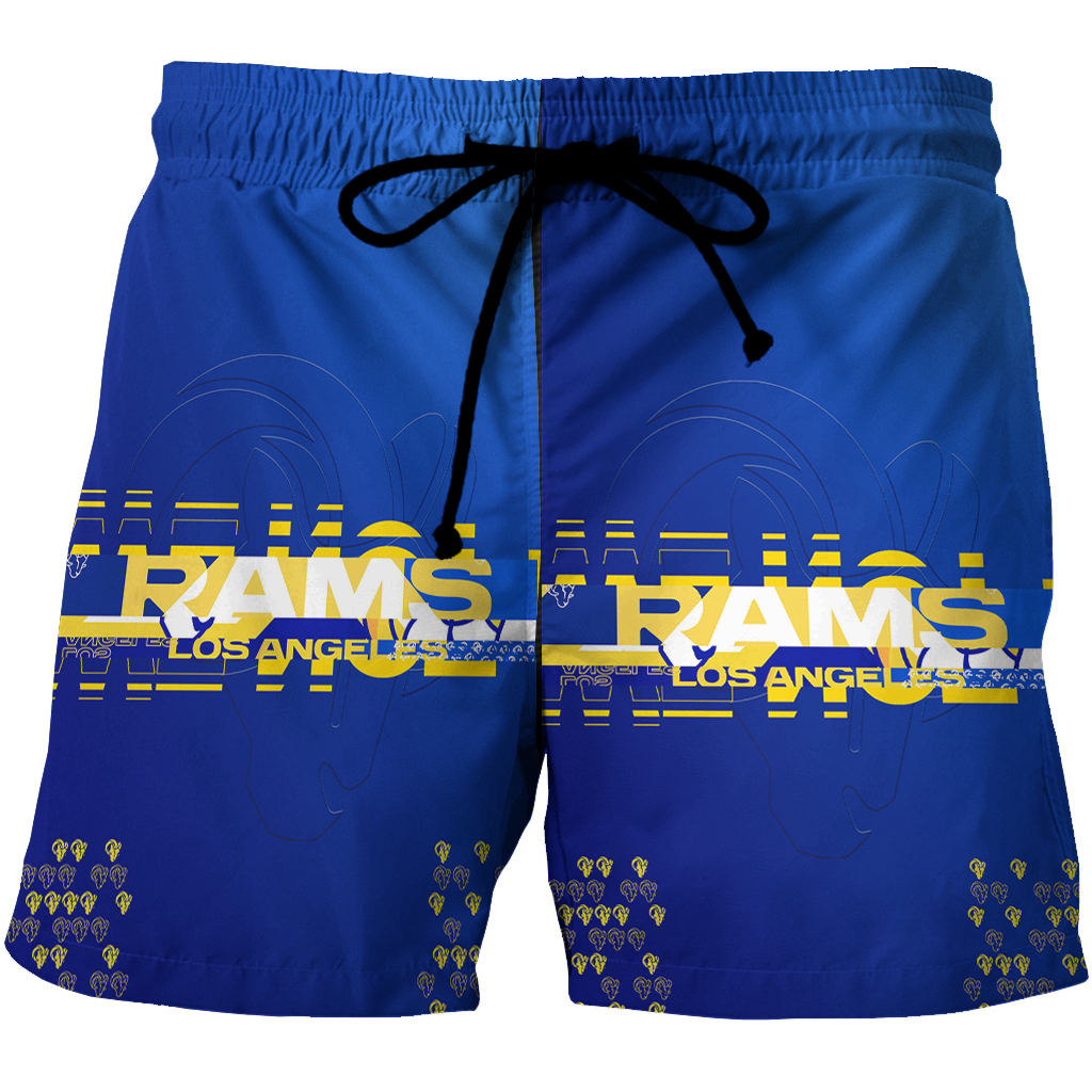 Los Angeles Rams Yellow Rams Blue2 3D All Over Print Summer Beach Hawaiian Short