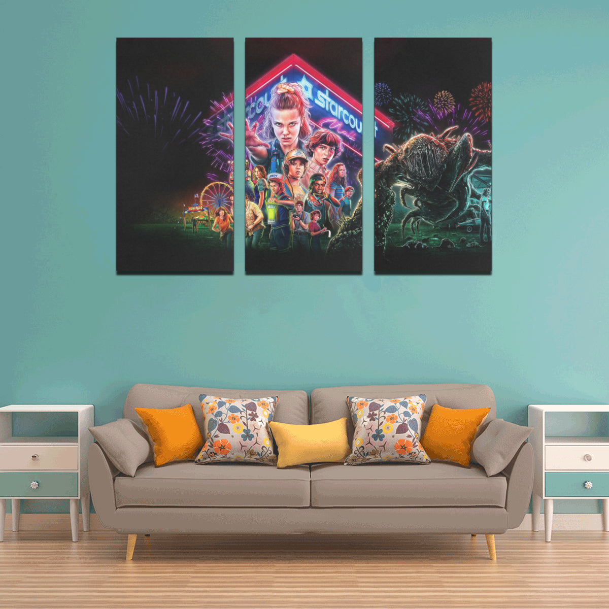Stranger Things Canvas Wall Art 3 Pieces Framed Wall Pictures