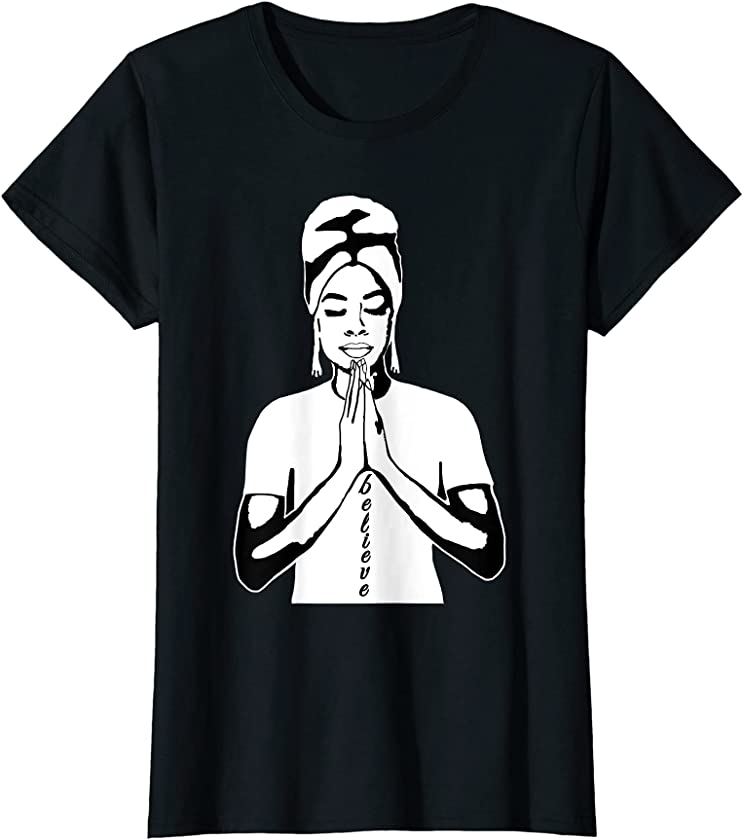 Womens Believe – African American Religious girl T-Shirt