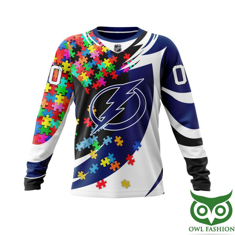 Tampa Bay Lightning Custom Name Number Autism Awareness Gift For Fan Ugly Wool Sweater Christmas