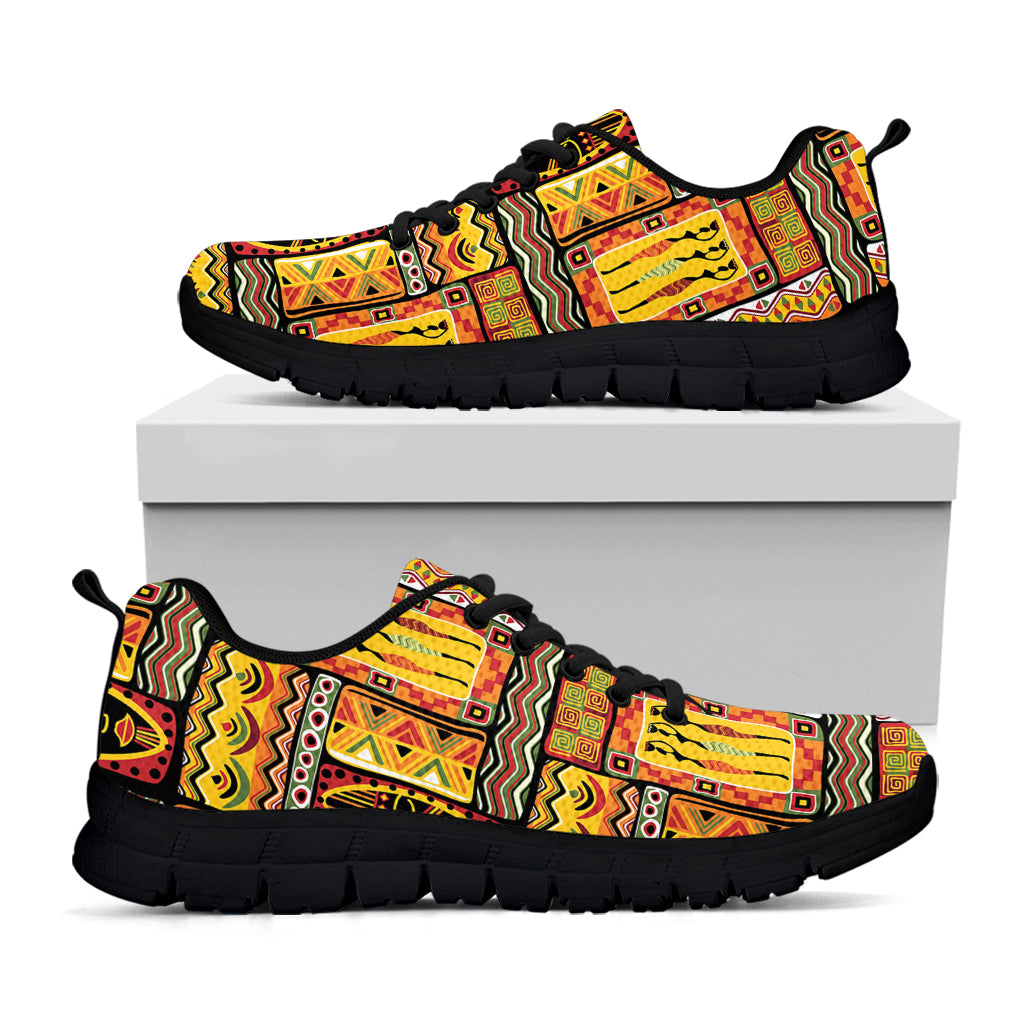 Sunset Ethnic African Tribal Print Black Sneakers