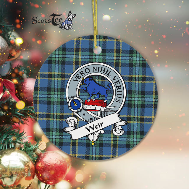 Weir Scottish Clan Badge Plaid Ornament Gift. Christmas Tree Ornament Weir Clan Tartan Ornament Great Christmas Ornaments Gift