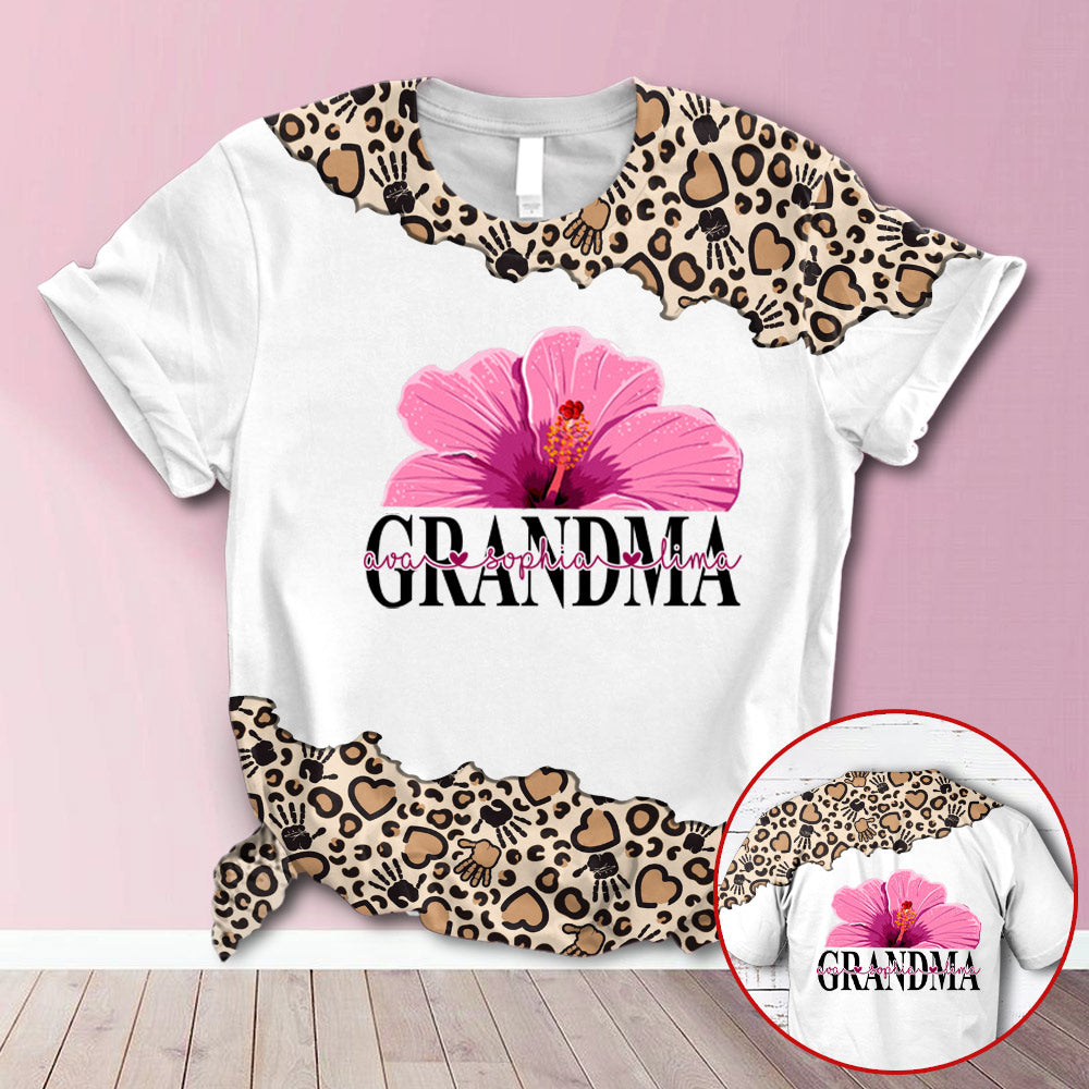 Personalized Grandma Hibicus Leopard All Over Print Shirts, 3D Hoodie, Sweatshirt, Shirt And Polo For Grandma Hn98 Trhn