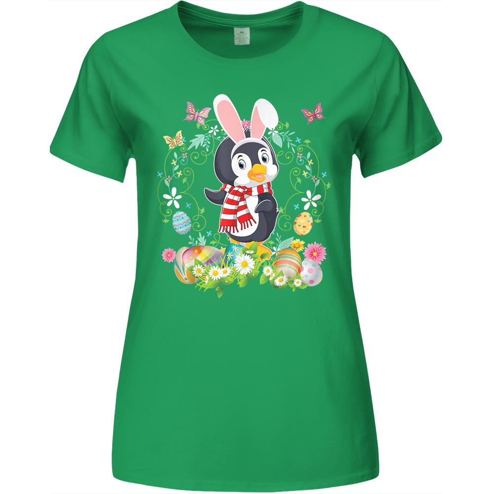 Bunny Penguin Happy Easter Day Lover Egg Hunt Lovely Cute Premium Womens Tshirts