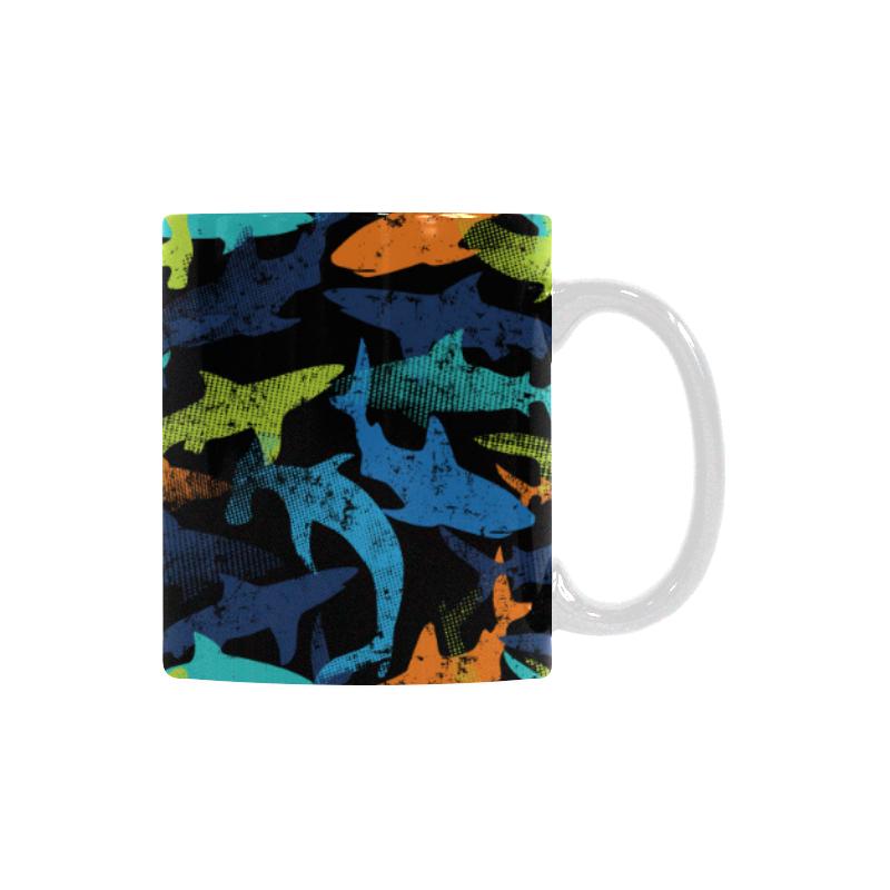 Colorful shark Classical White Mug (Fulfilled In US)