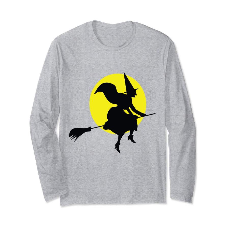 2018 Halloween witch on a broom Long Sleeved T-shirt