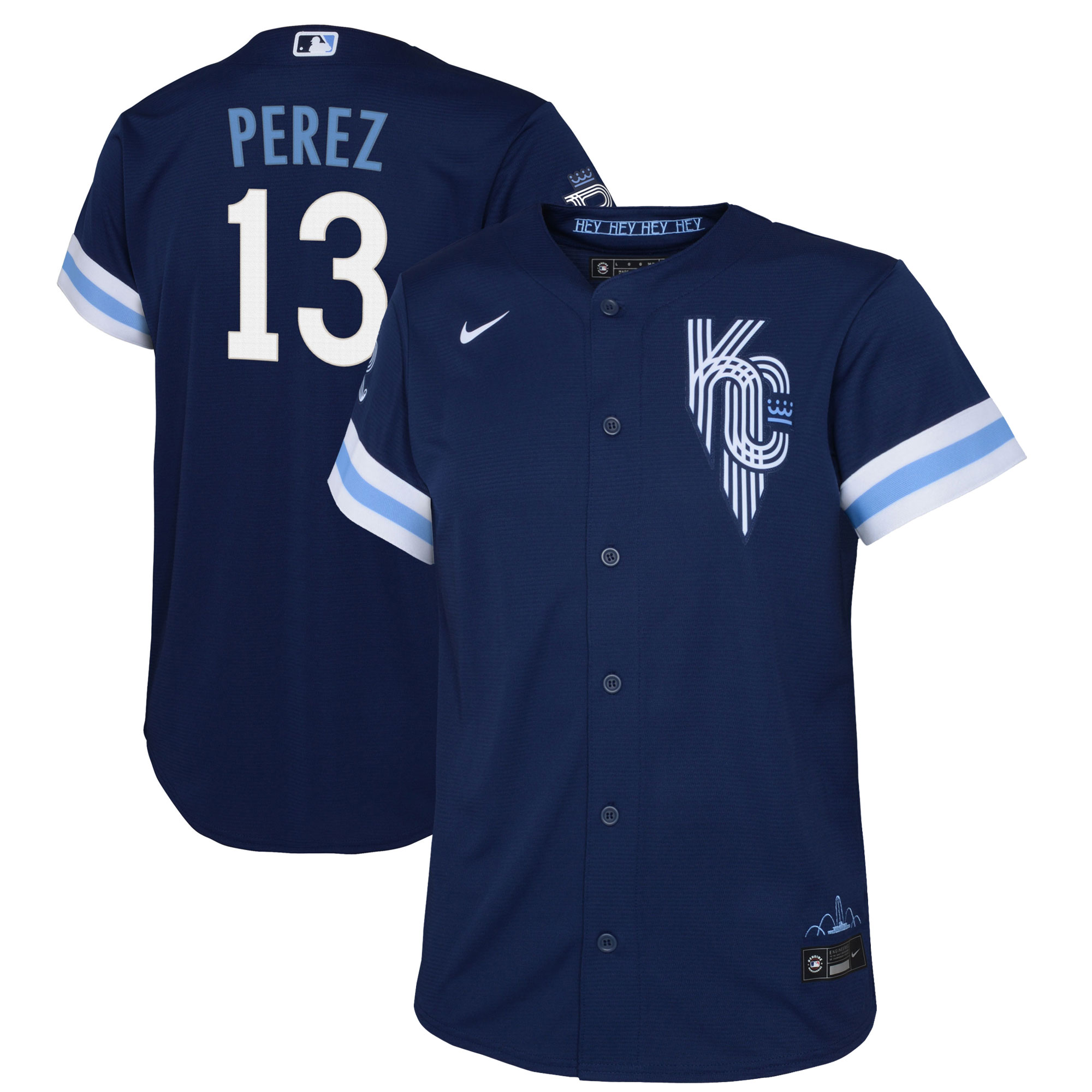 Youth Kansas City Royals Salvador Perez Navy 2022 City Connect Replica Player Jersey