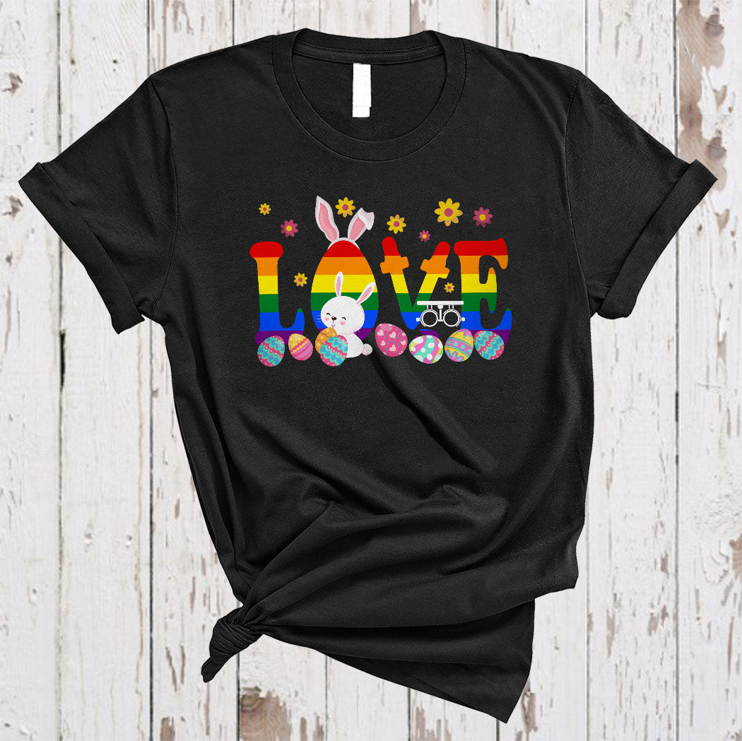 Love Cute Easter Day Lgbt Pride Flower Egg Hunting Bunny Optometrist Lover Gifts T-Shirt