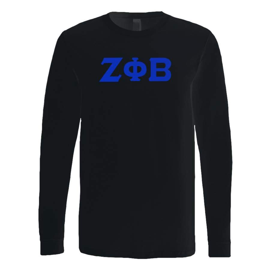 Zeta Phi Beta Zeta Greek Lettered Long Sleeve T-Shirt Tee