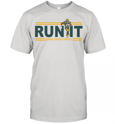 Run It Down Their Throat Aaron Jones Green Bay Packers Unisex Jersey Tee