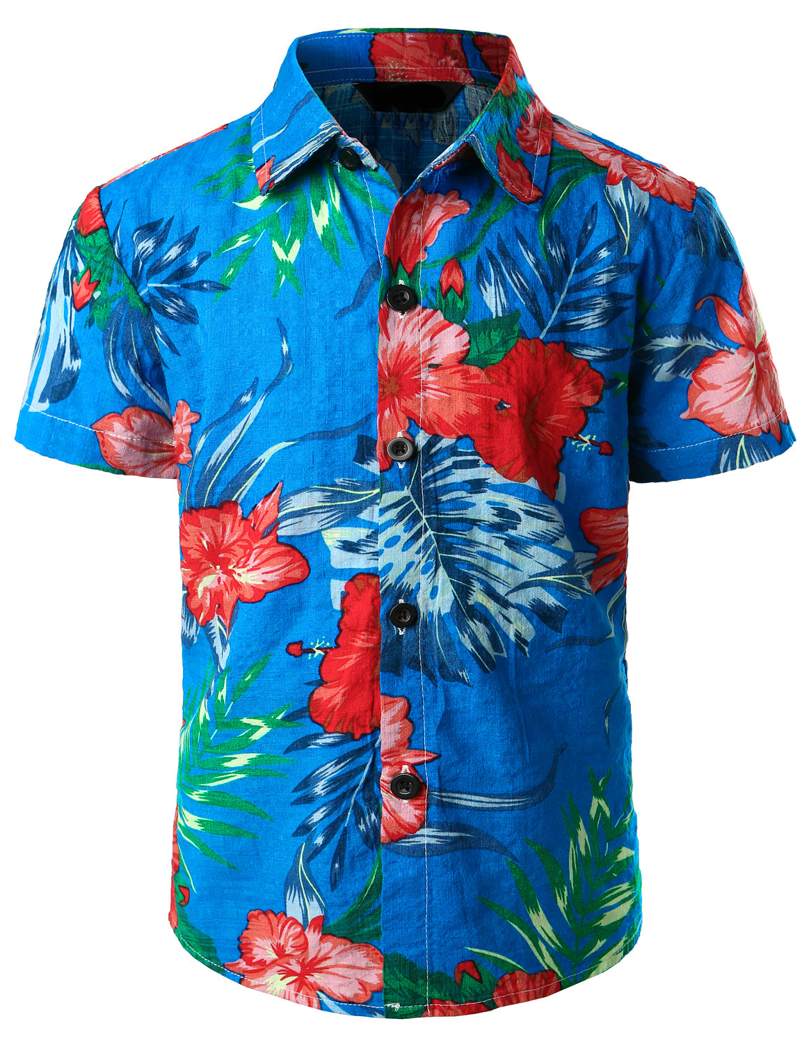 Summer Floral Aloha Tropical Short Sleeve Blue Hawaii Shirt Ha35798