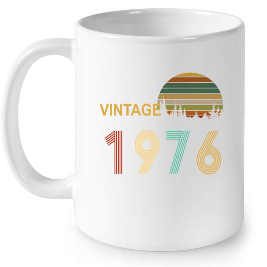 Vintage 1976, Birthday Gift, Retro Classic – Full-Wrap Coffee White Mug